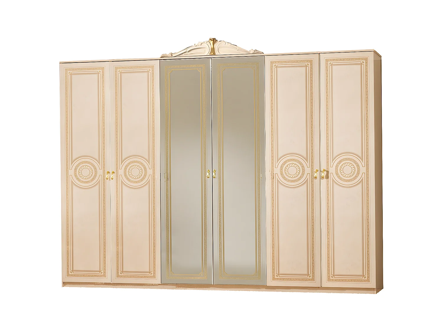 Armoire adulte 6 portes laqué beige Soraya 284cm