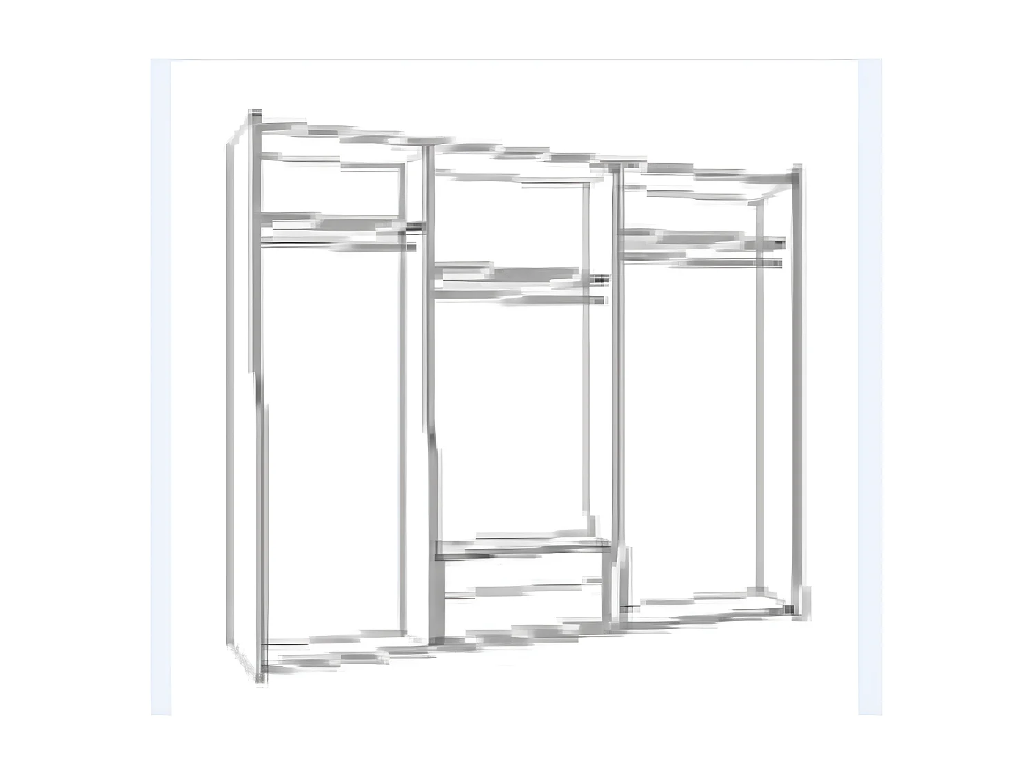 Armoire de chambre 6 portes 2 avec miroirs laqué beige et doré Savana 181cm