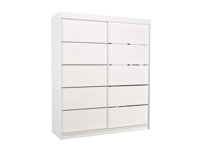 Armoire de chambre à coucher 2 portes coulissantes blanc et alu Pimka 180cm