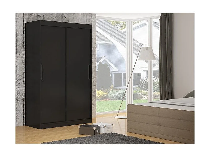 Armoire de chambre à coucher noir 2 portes coulissantes Douva 150cm