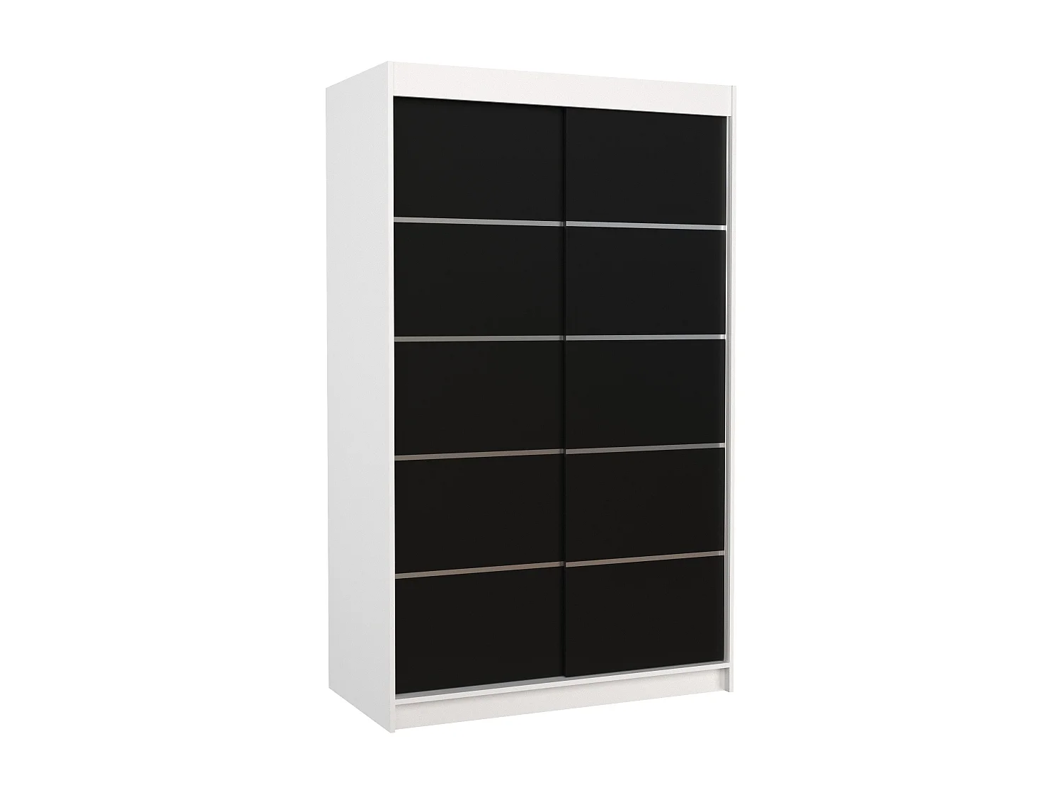 Petite armoire de chambre blanche et noir avec 2 portes coulissantes Benko 120cm