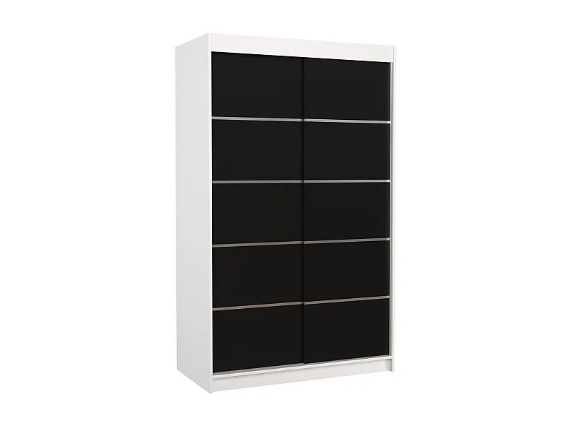Petite armoire de chambre blanche et noir avec 2 portes coulissantes Benko 120cm