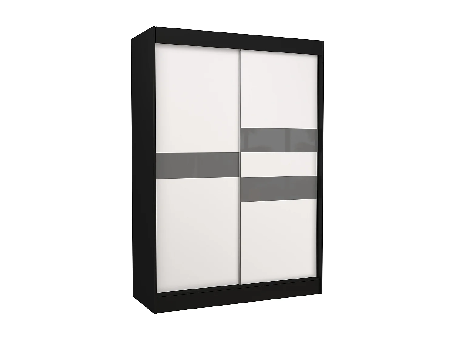 Armoire de chambre noir à portes coulissantes bois blanc mat et gris laqué Korza - 3 tailles-Largeur 150 cm