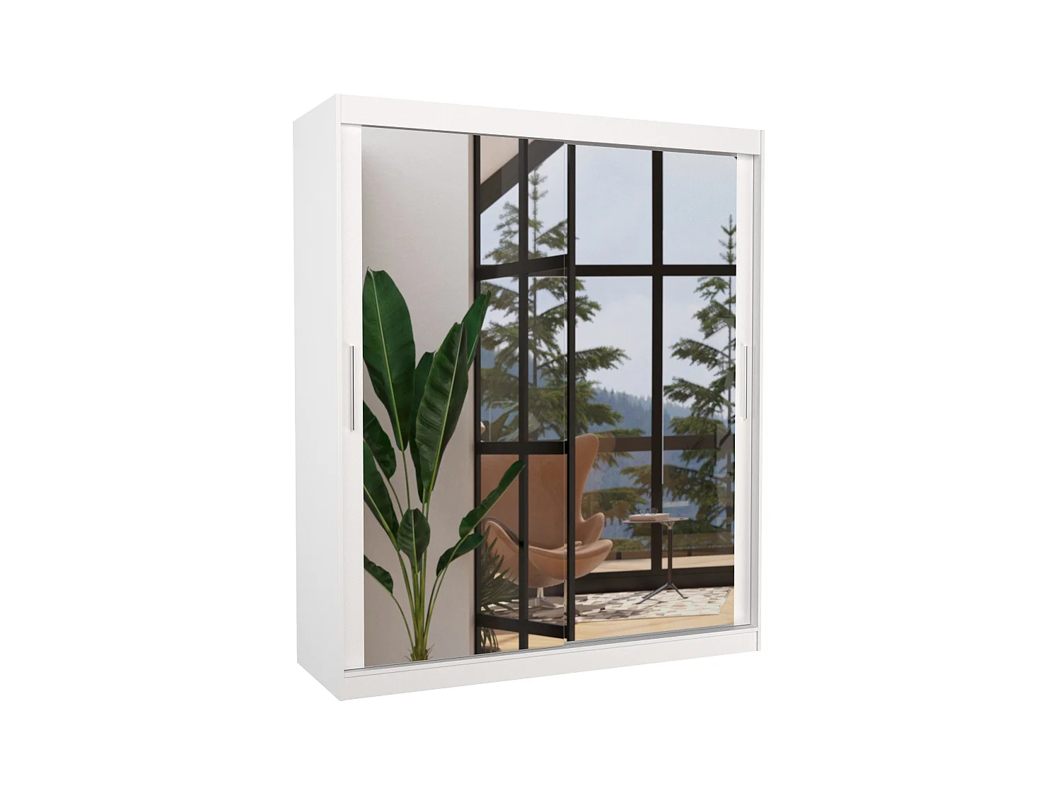 Armoire de chambre blanche 2 portes coulissantes avec miroir Toraz 180cm