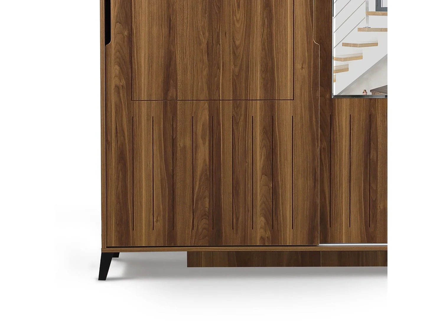 Bruin houten volwassenenkast 2 schuifdeuren met spiegel Marka - 8 maten-Breedte 140cm