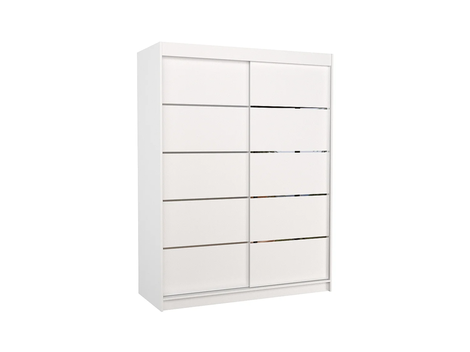 Armoire de chambre à coucher blanche 2 portes coulissantes bois blanc et alu Kubik 150cm