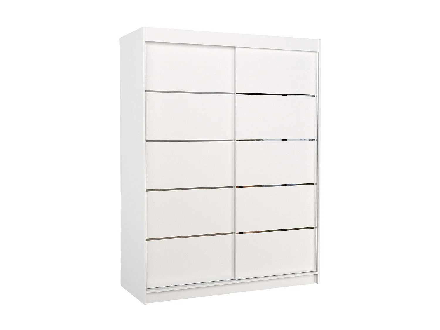 Armoire de chambre à coucher blanche 2 portes coulissantes bois blanc et alu Kubik 150cm