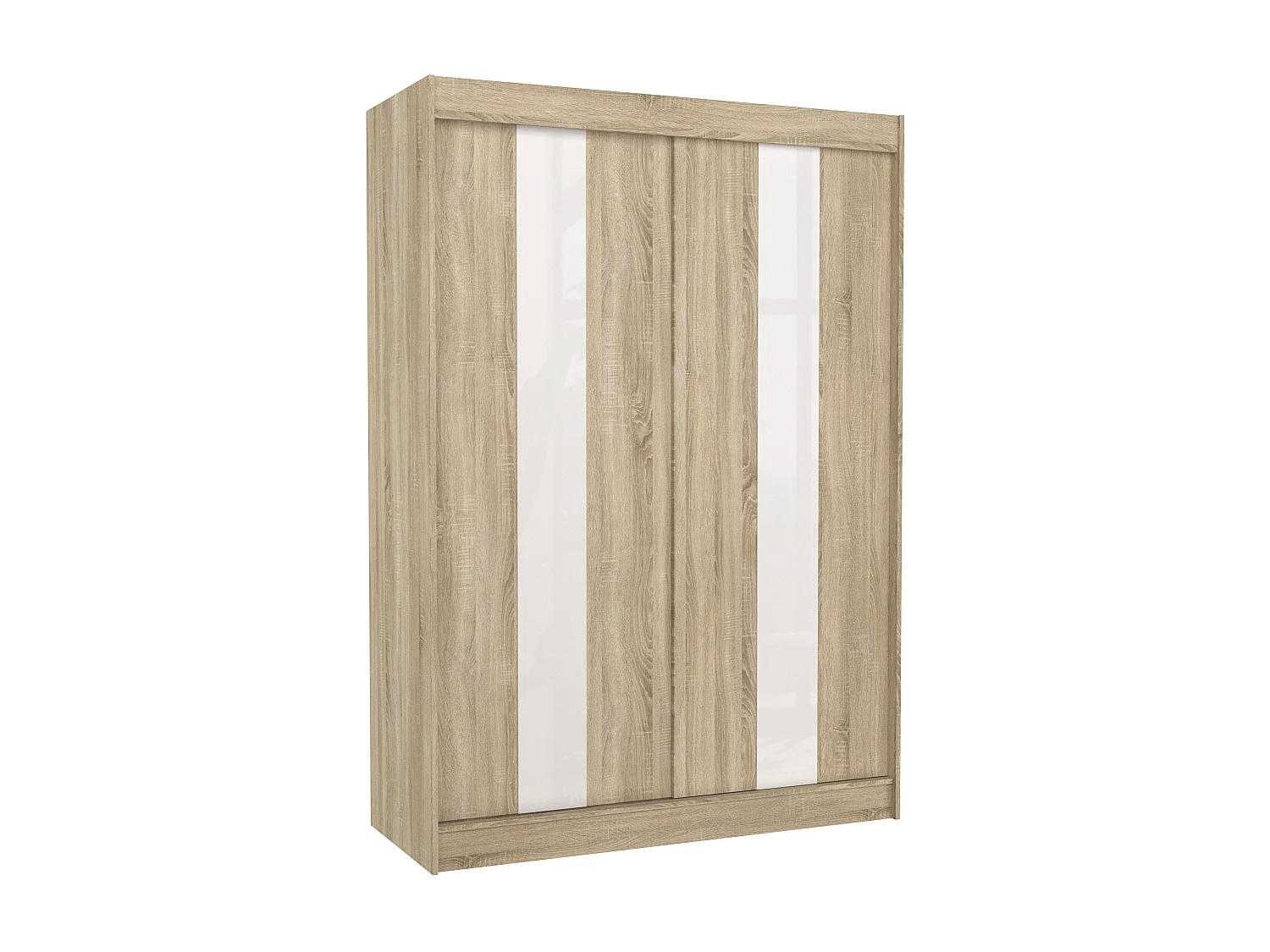 Armoire de chambre à portes coulissantes bois clair mat et blanc laqué Karola - 3 tailles-Largeur 120 cm