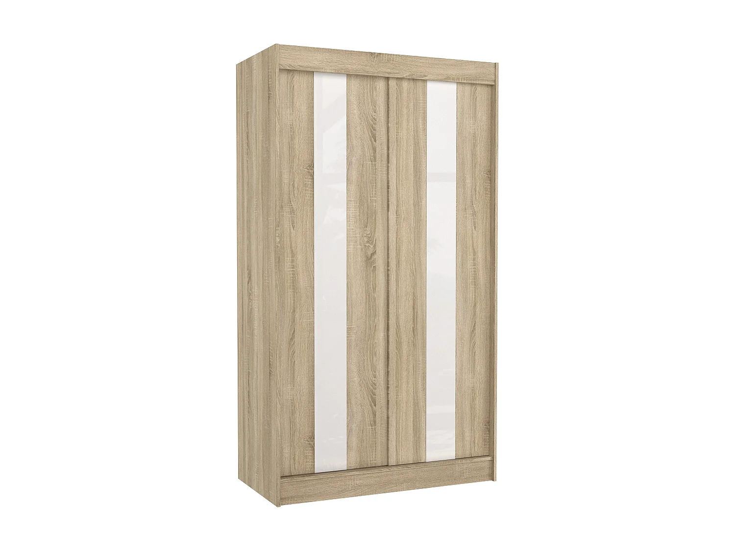 Armoire de chambre à portes coulissantes bois clair mat et blanc laqué Karola - 3 tailles-Largeur 120 cm