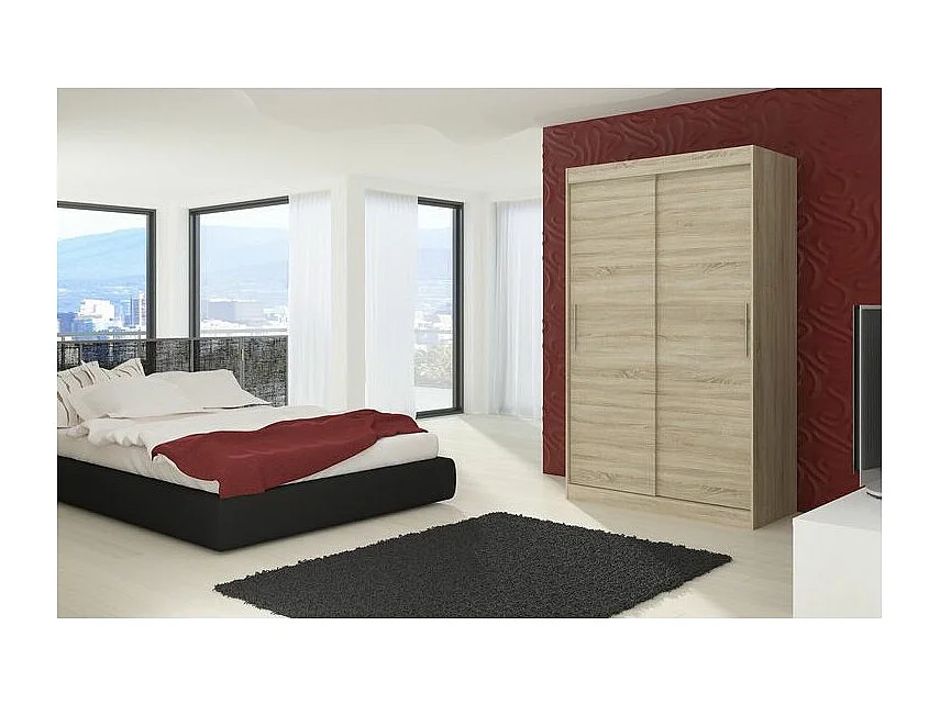 Armoire de chambre à coucher naturel 2 portes coulissantes Kelly 180cm