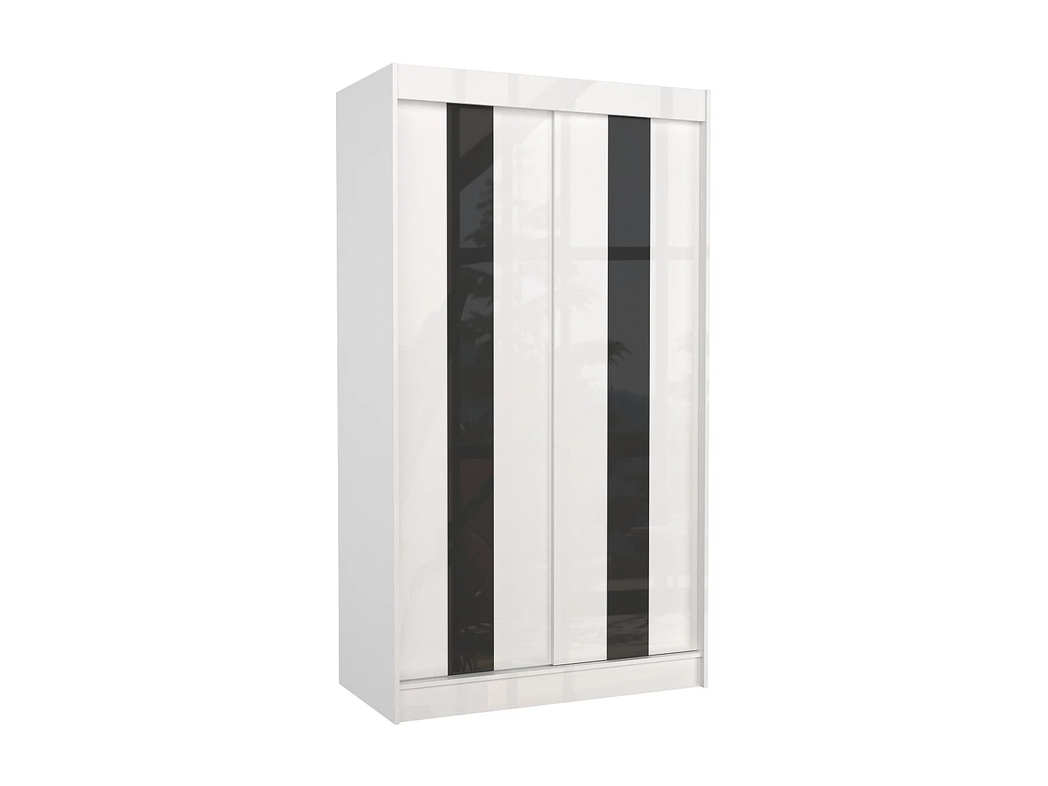 Armoire de chambre à portes coulissantes bois blanc mat et noir laqué Karola - 3 tailles-Largeur 120 cm