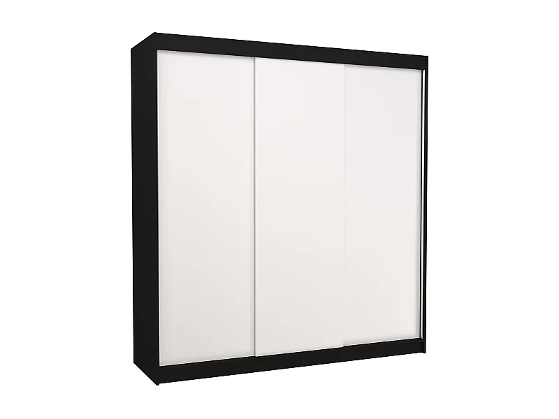 Zwart-witte kledingkast voor volwassenenslaapkamer 2 schuifdeuren Kamia 200 cm