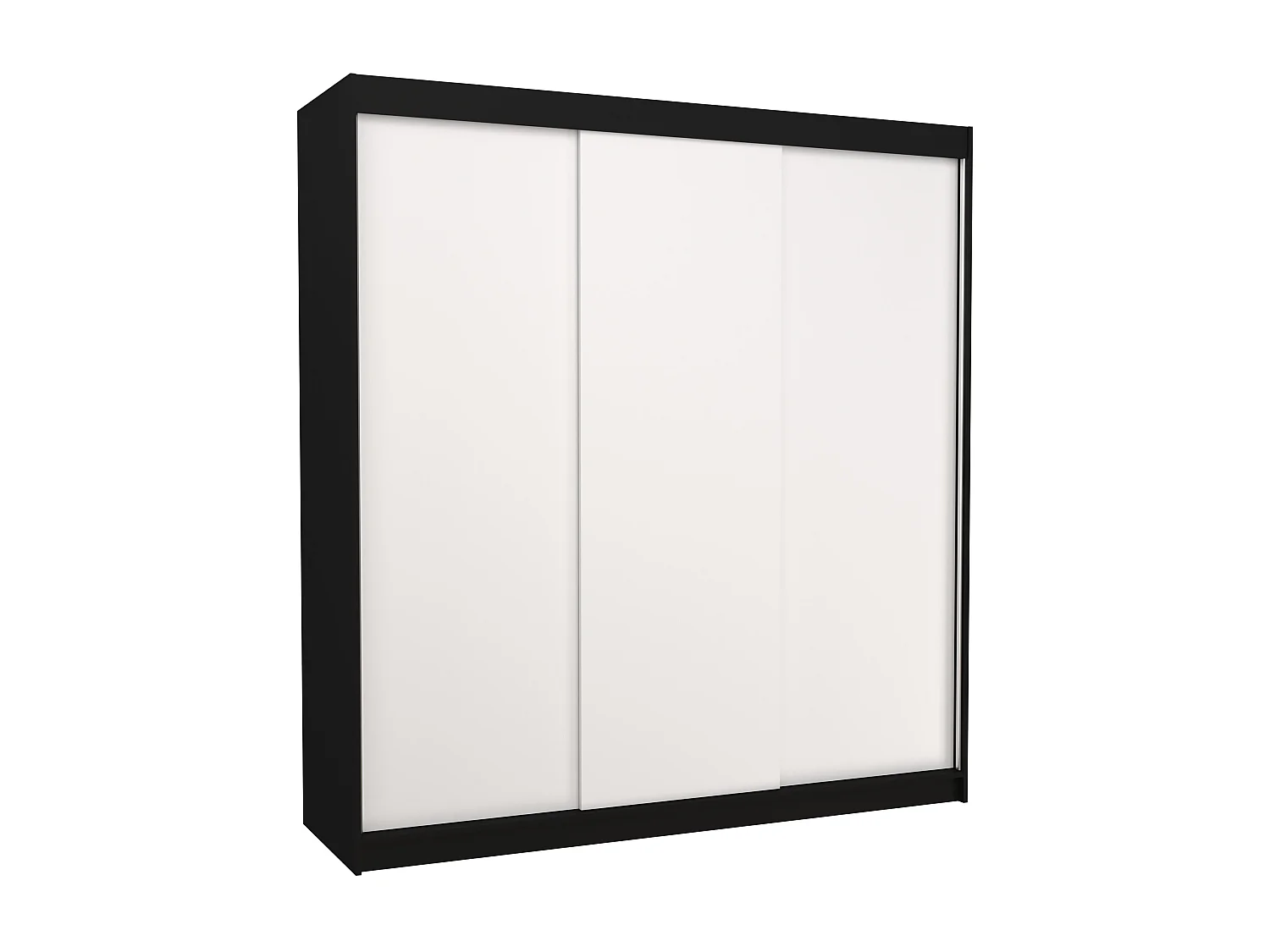 Zwart-witte kledingkast voor volwassenenslaapkamer 2 schuifdeuren Kamia 200 cm