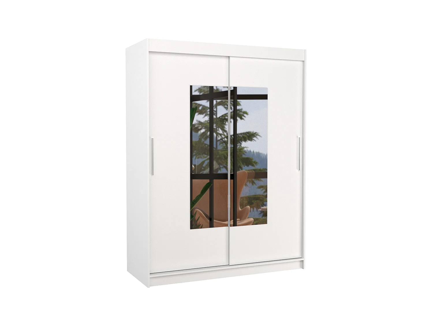 Armoire de chambre 2 portes coulissantes blanc et miroir Dova 150cm