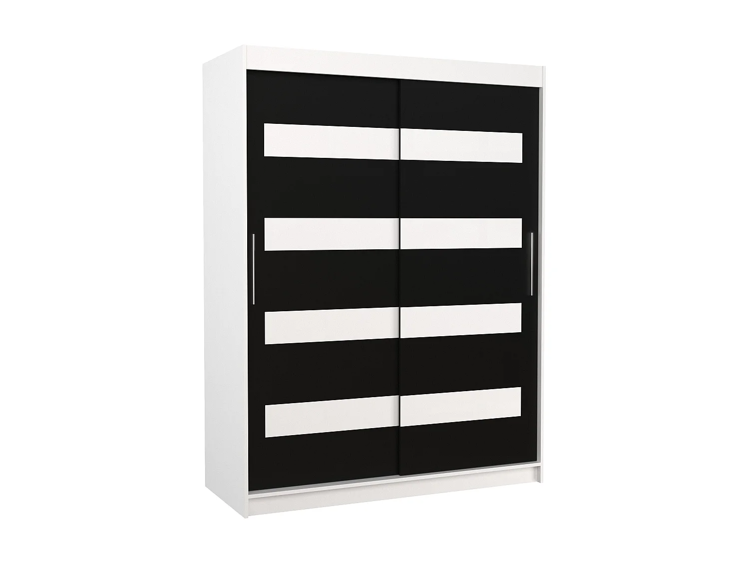 Armoire de chambre à coucher blanche 2 portes coulissantes noir mat et blanc laqué Zanko 150cm