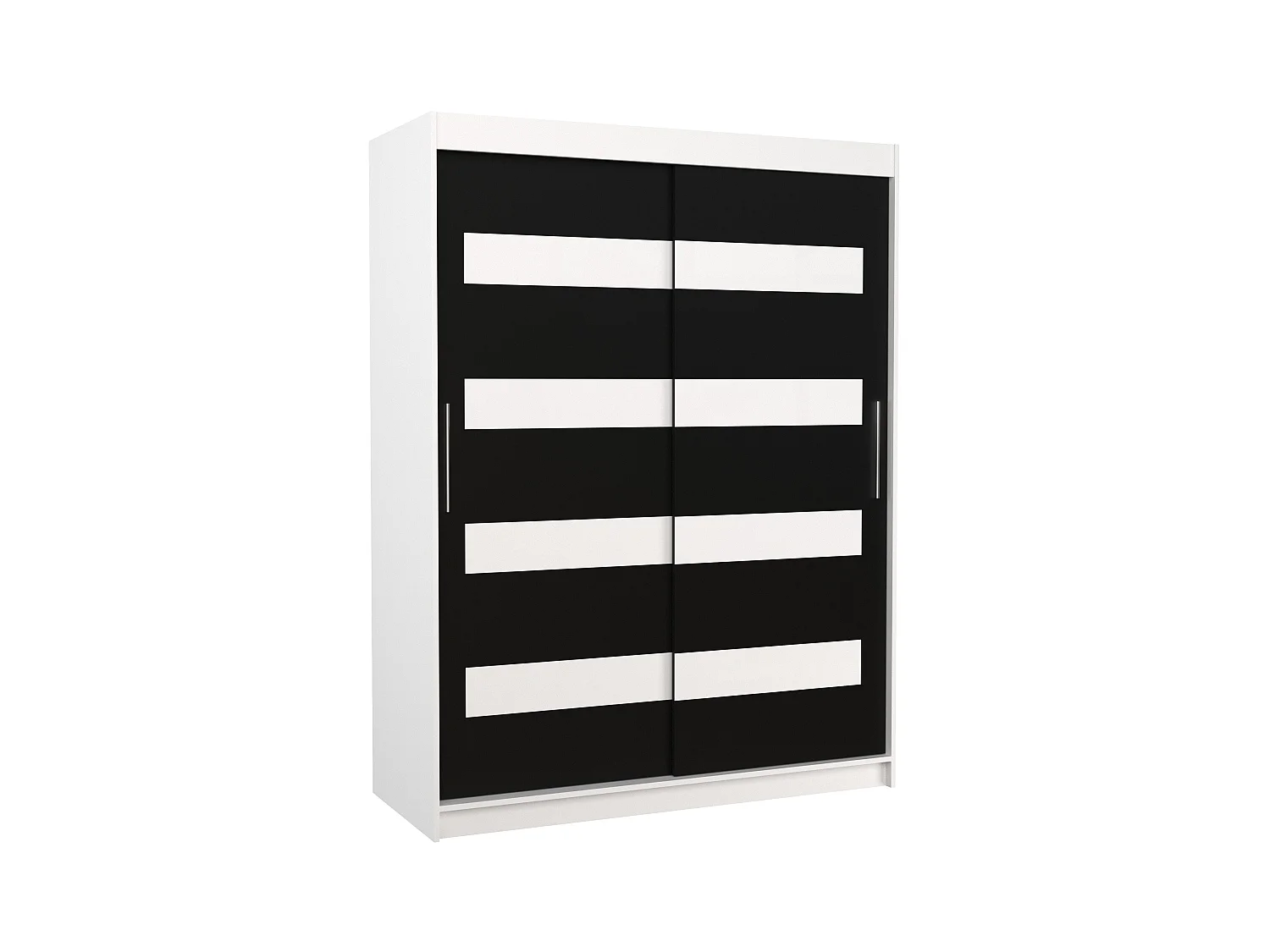 Armoire de chambre à coucher blanche 2 portes coulissantes noir mat et blanc laqué Zanko 150cm