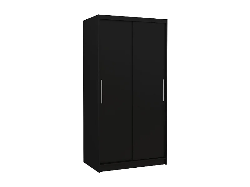 Petite armoire de chambre à coucher noir 2 portes coulissantes Kilane 100cm
