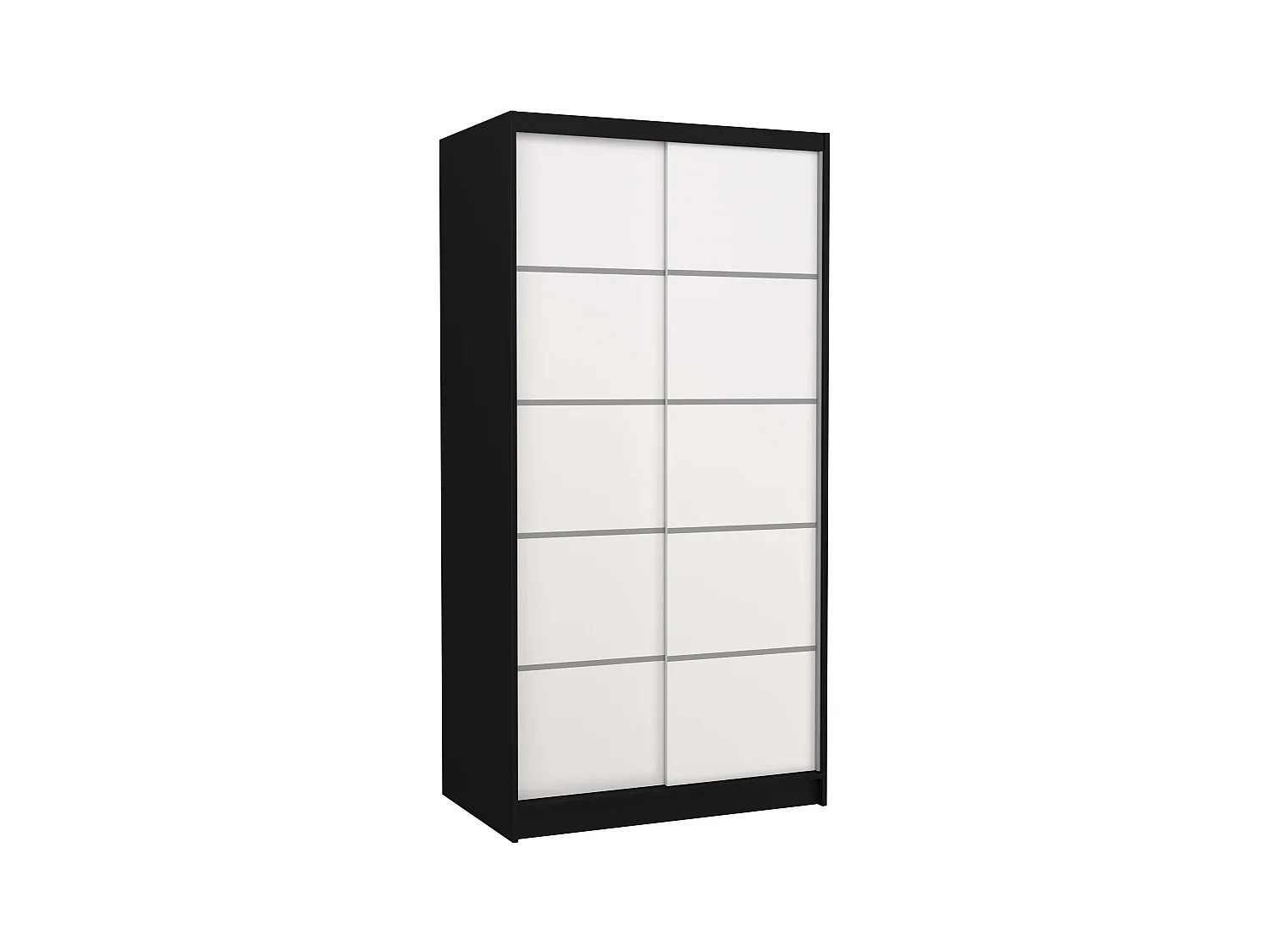 Petite armoire de chambre noir 2 portes coulissantes en bois blanc Rika 100cm
