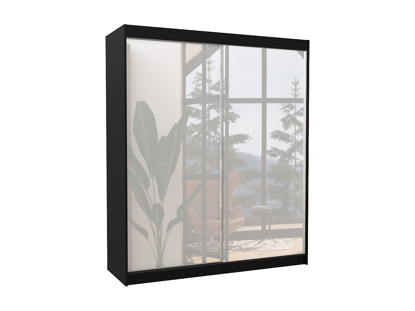 Grande Armoire Chambre 3 Portes Avec Vitrines Latérales - Bois - 233x200x60 Cm