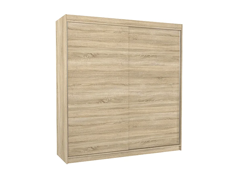 Kledingkast voor volwassen slaapkamer licht hout 2 schuifdeuren Terika 200 cm