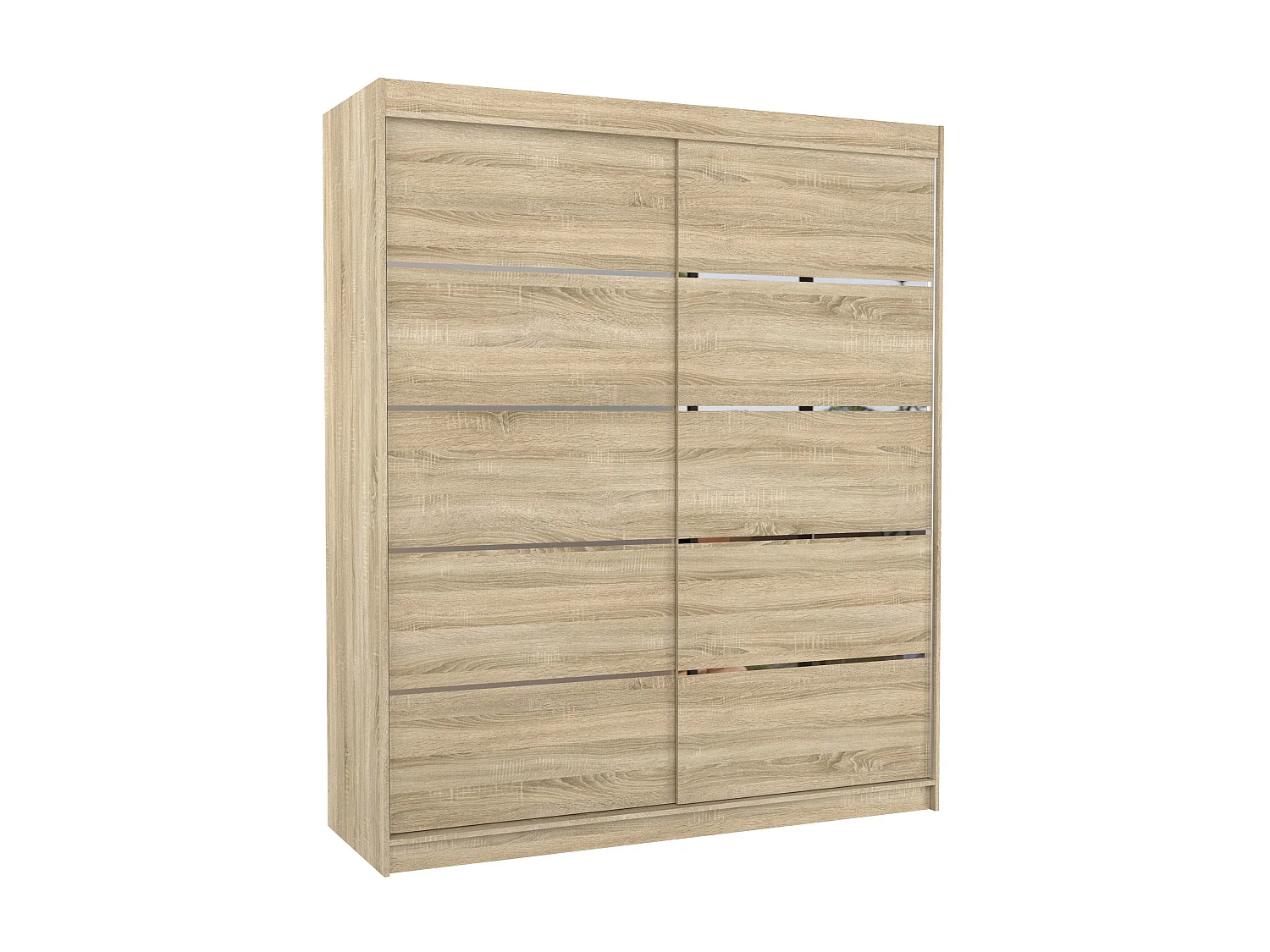 Slaapkamerkast met 2 schuifdeuren in licht hout en aluminium Pimka 180 cm