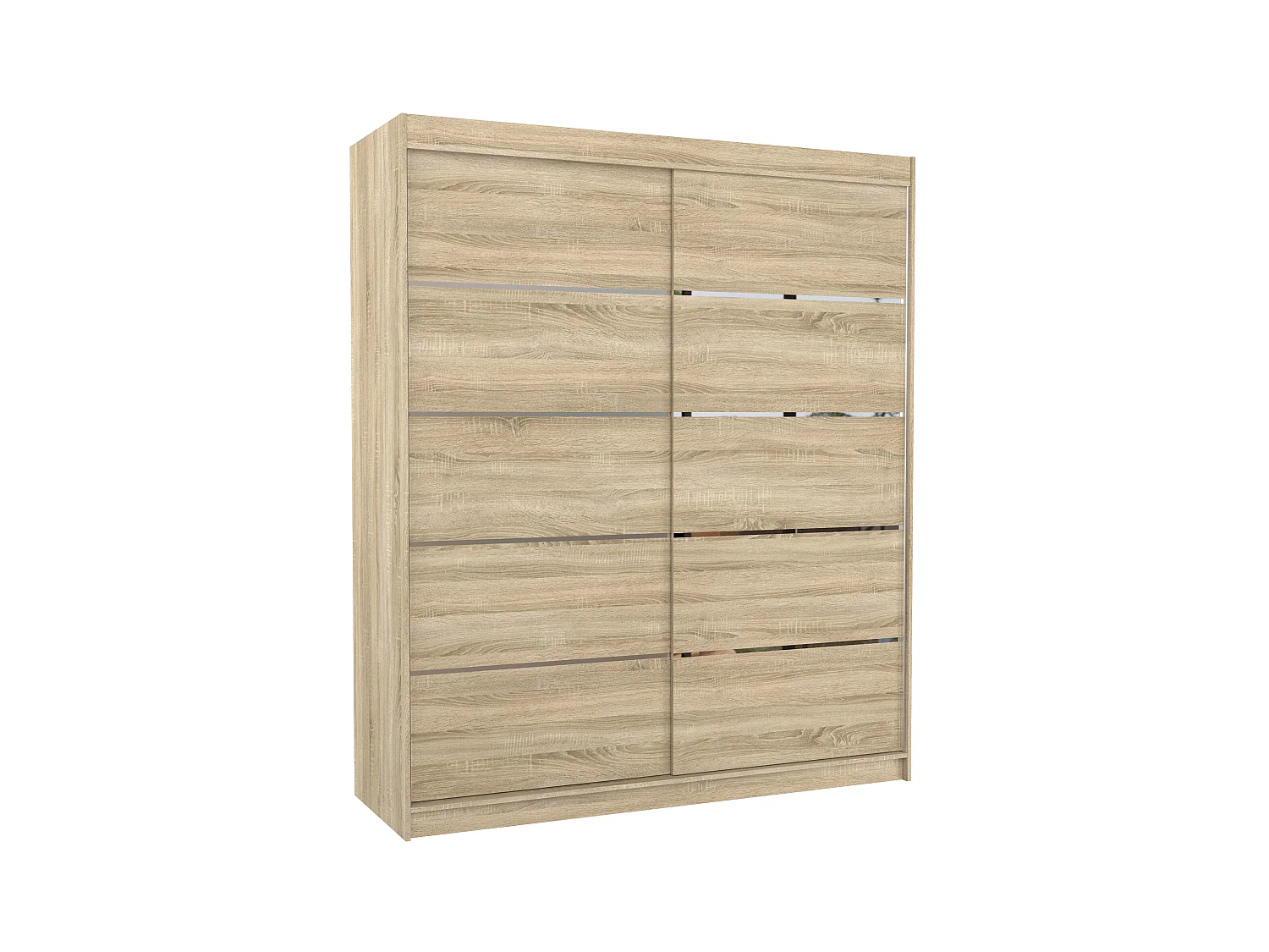 Armoire de chambre à coucher 2 portes coulissantes bois clair et alu Pimka 180cm