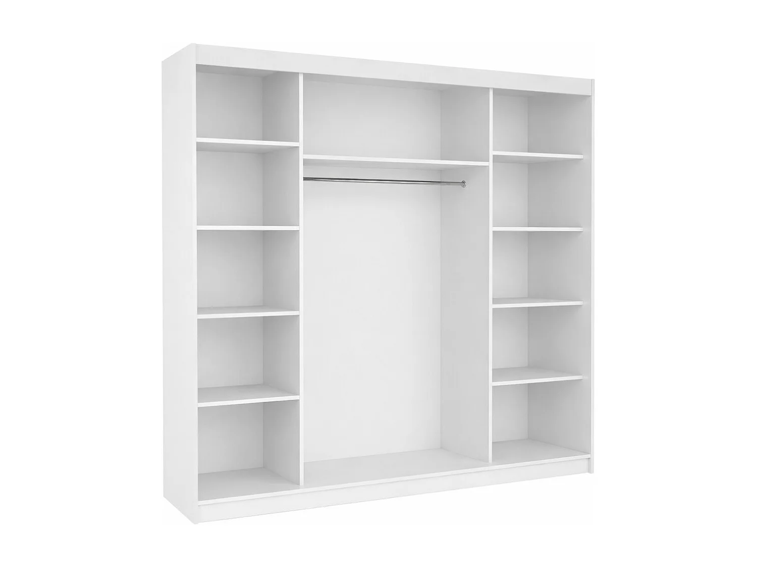 Armoire chambre adulte 2 portes coulissantes BAKER 200cm avec miroir-Blanc/Bois artisan