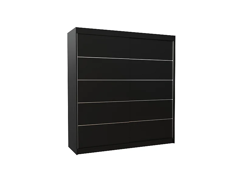 Armoire chambre adulte noir 2 portes coulissantes Yvona 200cm