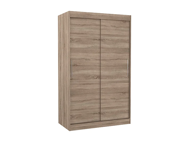 Petite armoire de chambre bois truffe Sonoma avec 2 portes coulissantes Keria 120cm