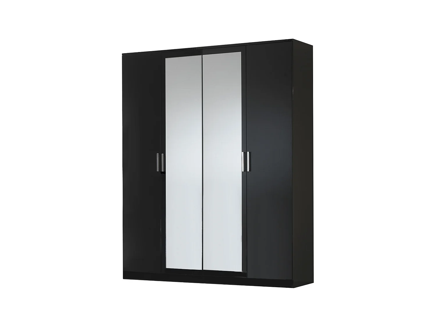 Armoire de chambre moderne 4 portes battantes bois noir laqué Mona 181cm