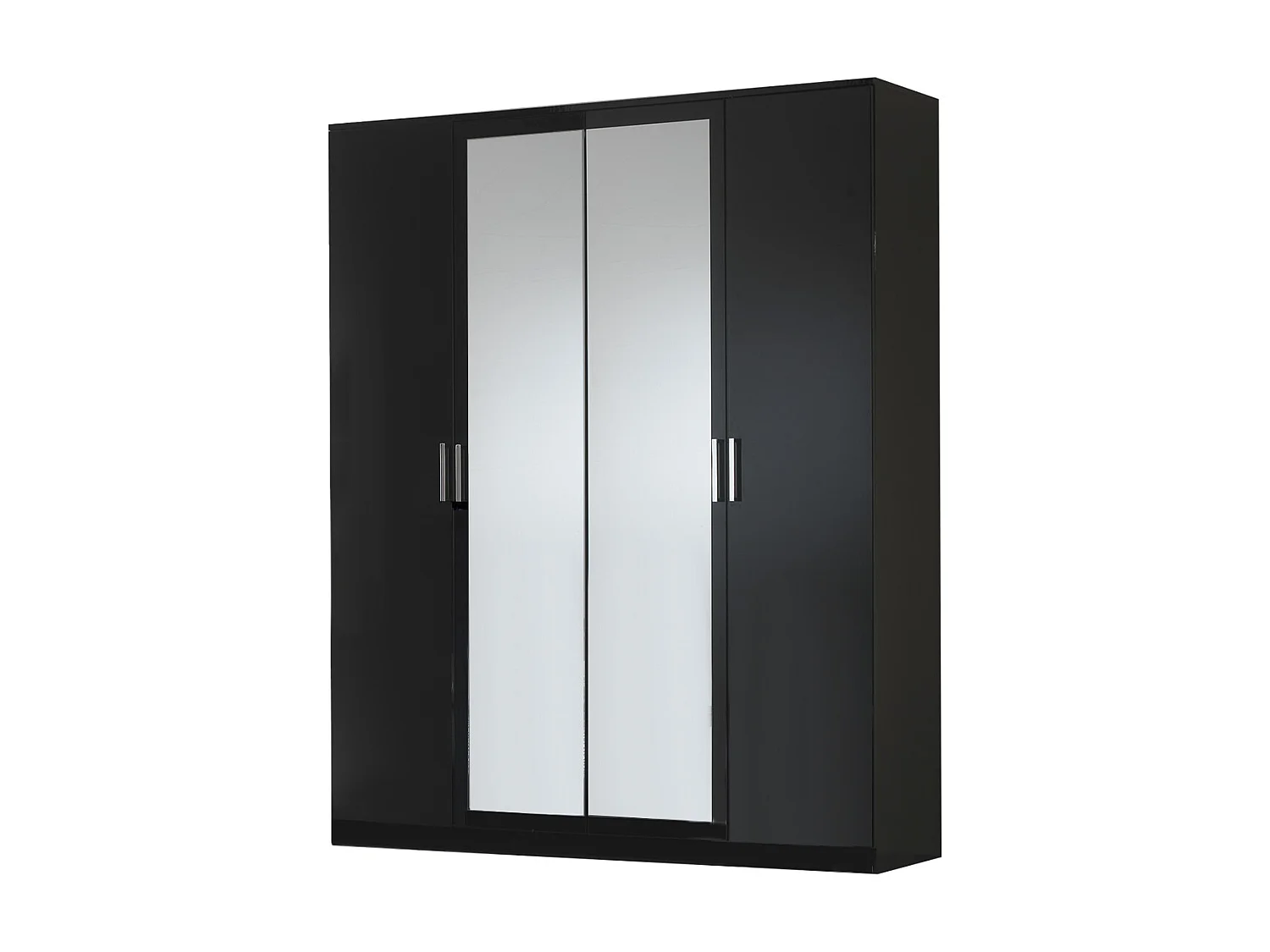 Armoire de chambre moderne 4 portes battantes bois noir laqué Mona 181cm