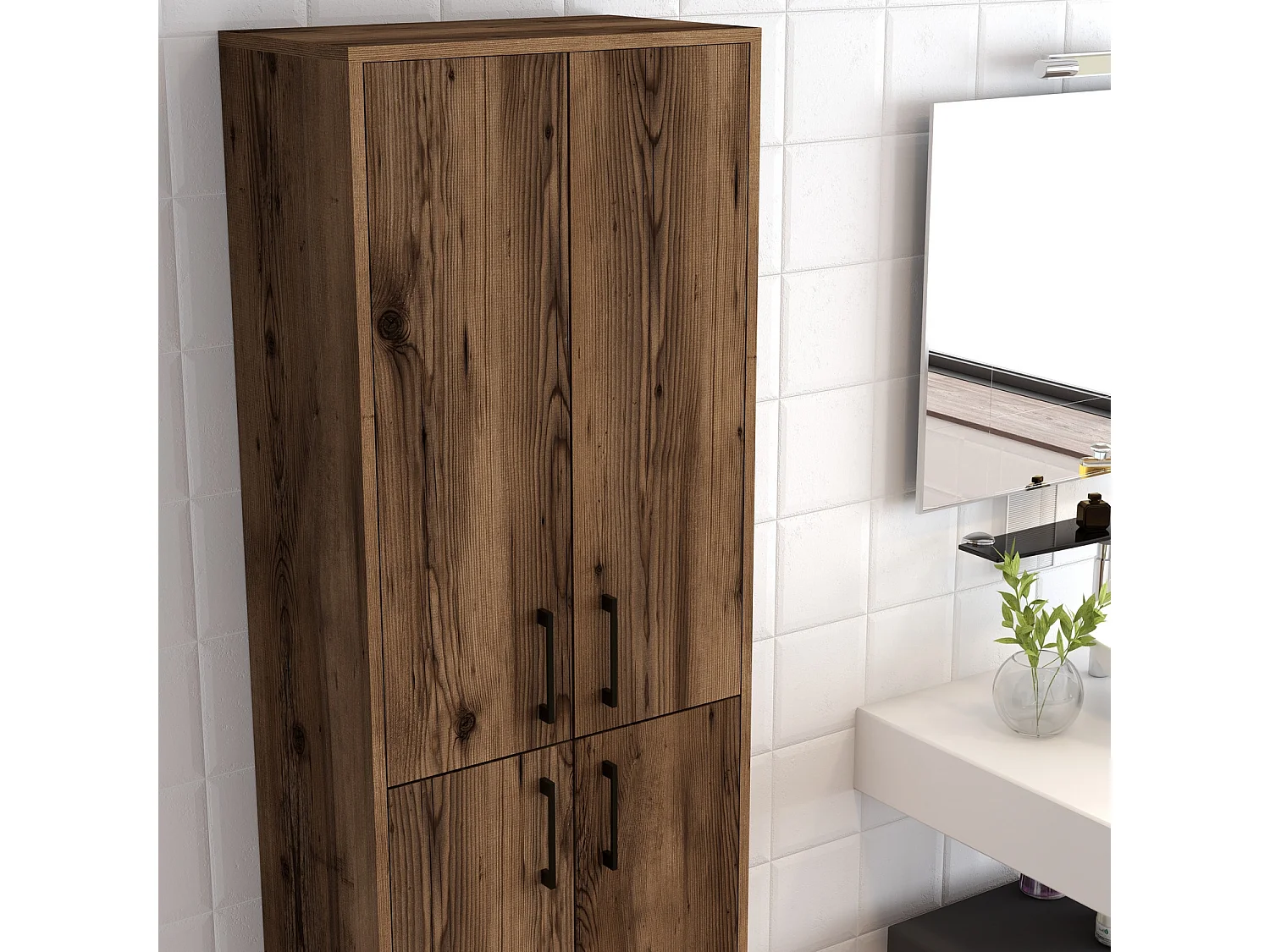 Armoire polyvalente bois noyer Kliko 60cm