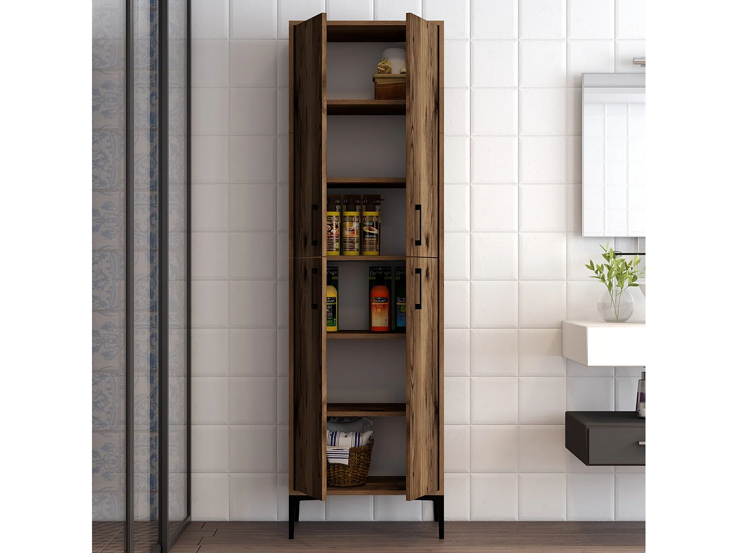 Kliko notenhouten multifunctionele kast 60 cm