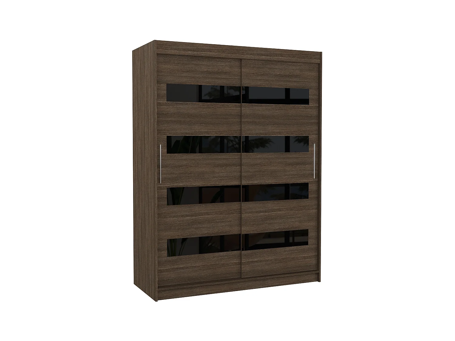 Armoire de chambre à coucher marron 2 portes coulissantes marron mat et noir laqué Zanko 150cm