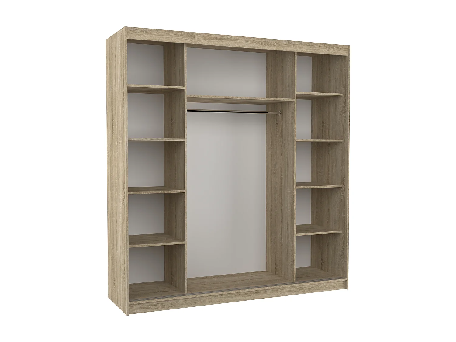 Armoire chambre adulte 2 portes coulissantes bois clair et miroir Zafa 200cm