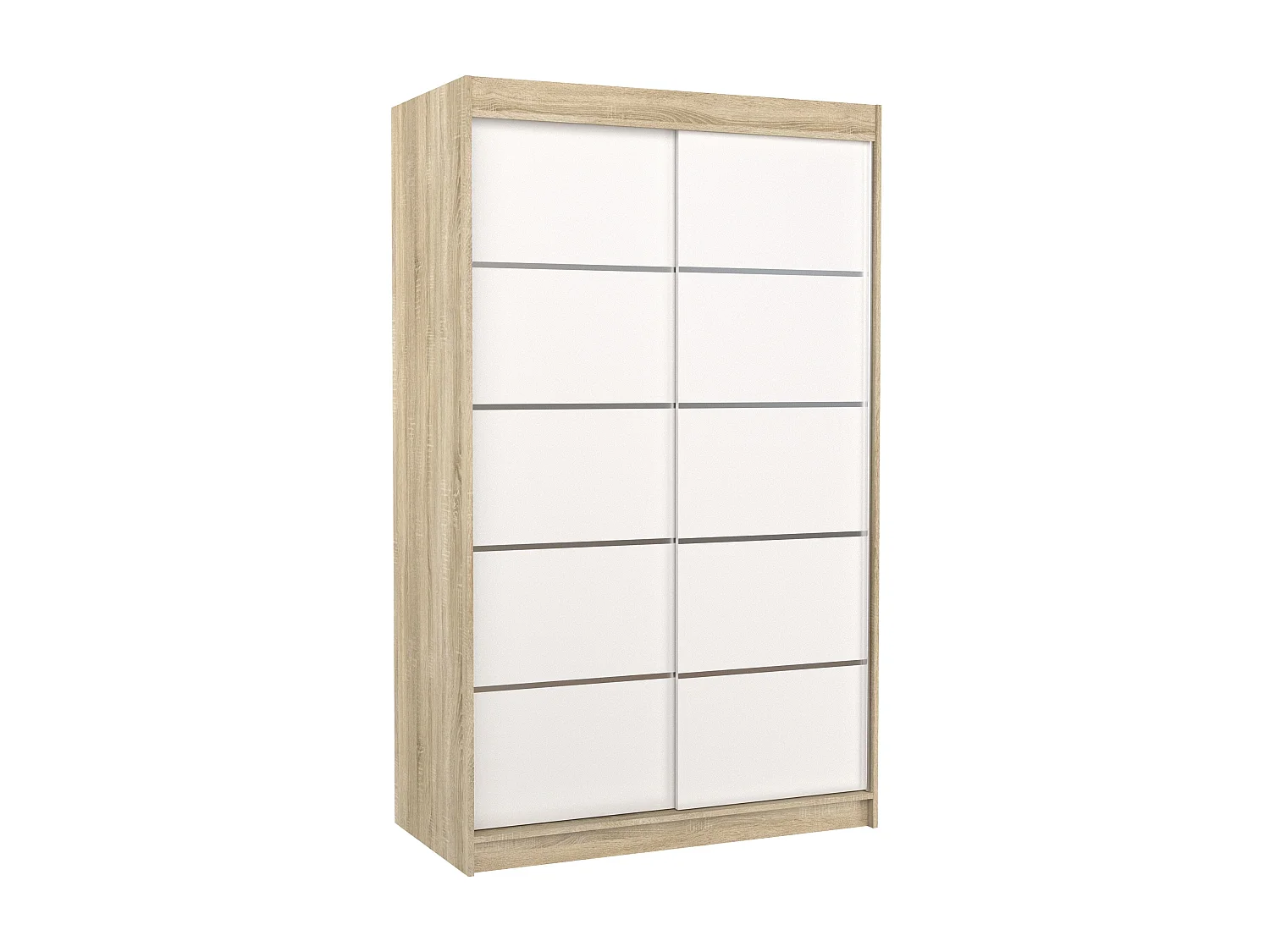 Petite armoire de chambre naturel et blanc avec 2 portes coulissantes Benko 120cm