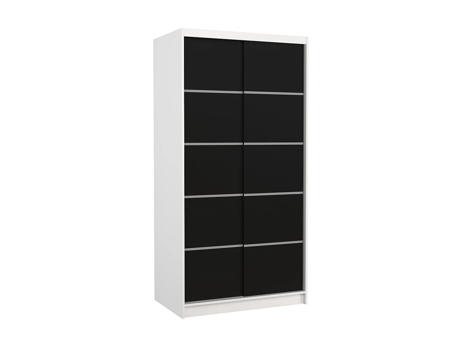 Petite armoire de chambre blanche 2 portes coulissantes en bois noir Rika 100cm