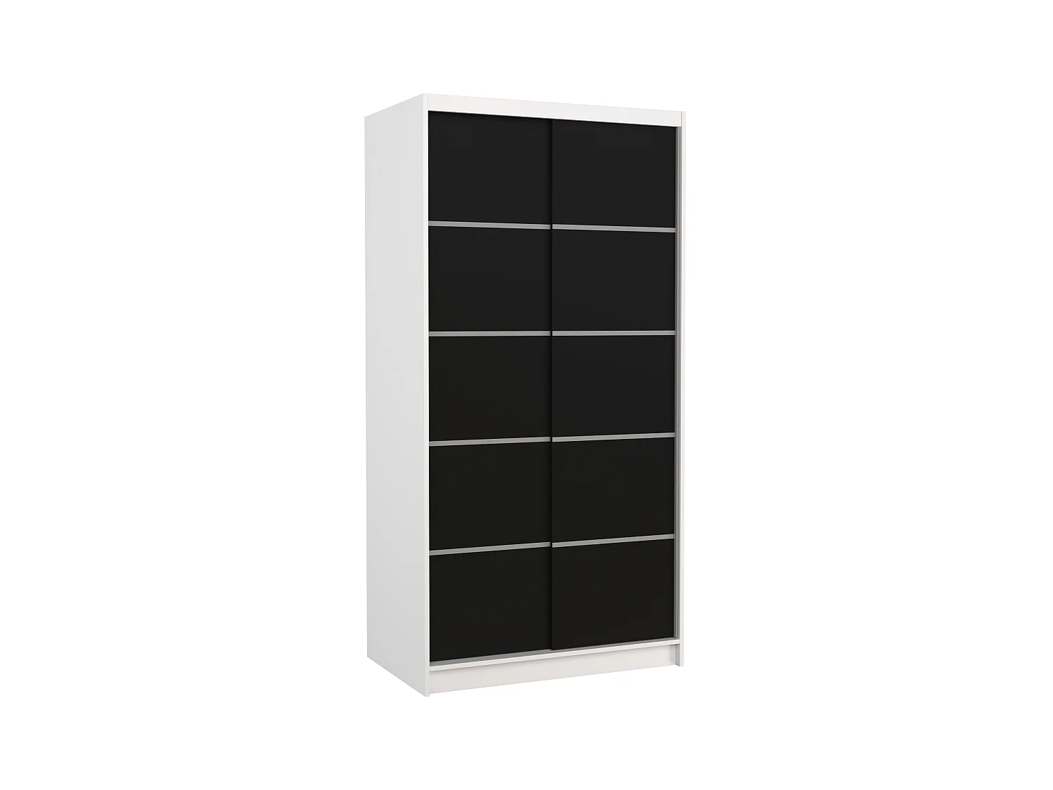 Petite armoire de chambre blanche 2 portes coulissantes en bois noir Rika 100cm