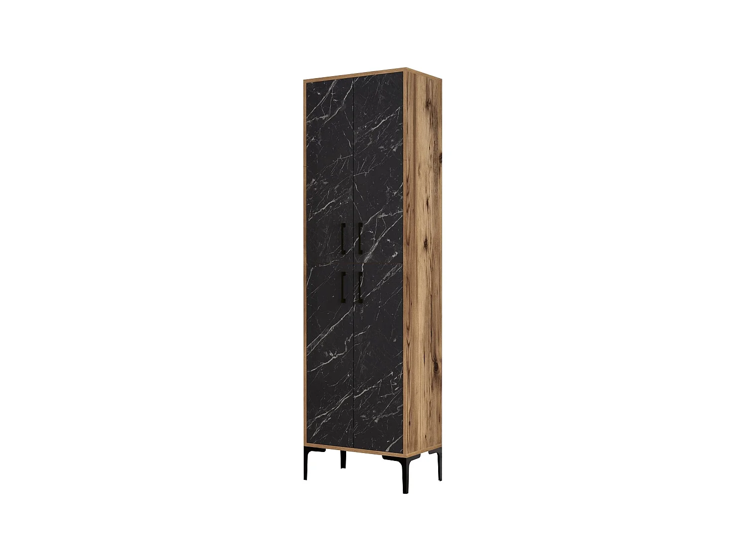 Multifunctionele kledingkast in walnoothout en zwart marmereffect Kliko 60 cm