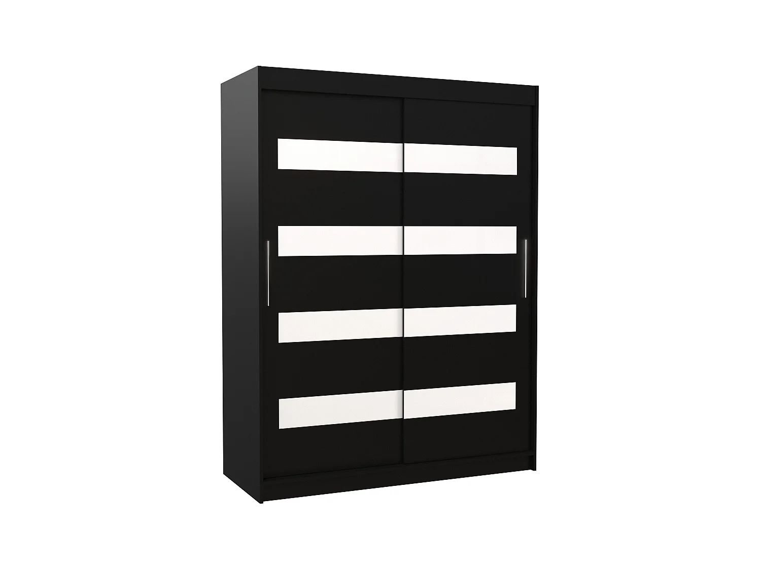 Armoire de chambre à coucher noir 2 portes coulissantes noir mat et blanc laqué Zanko 150cm