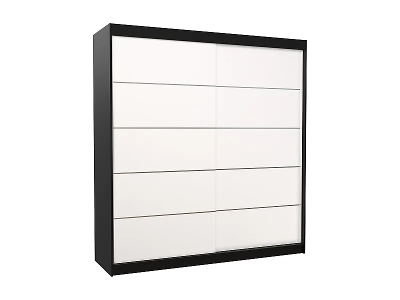 Armoire chambre adulte noir et blanc 2 portes coulissantes Yvona 200cm