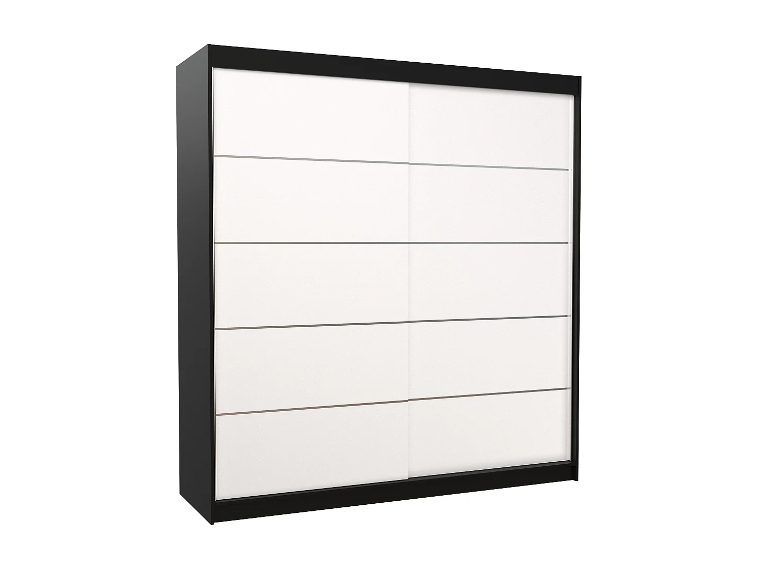 Armoire chambre adulte noir et blanc 2 portes coulissantes Yvona 200cm