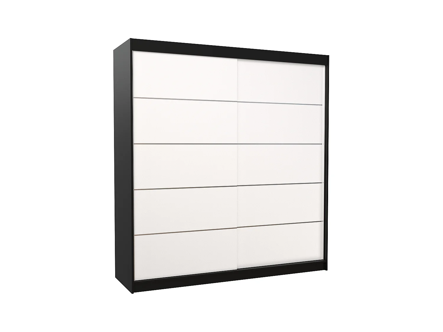 Armoire chambre adulte noir et blanc 2 portes coulissantes Yvona 200cm