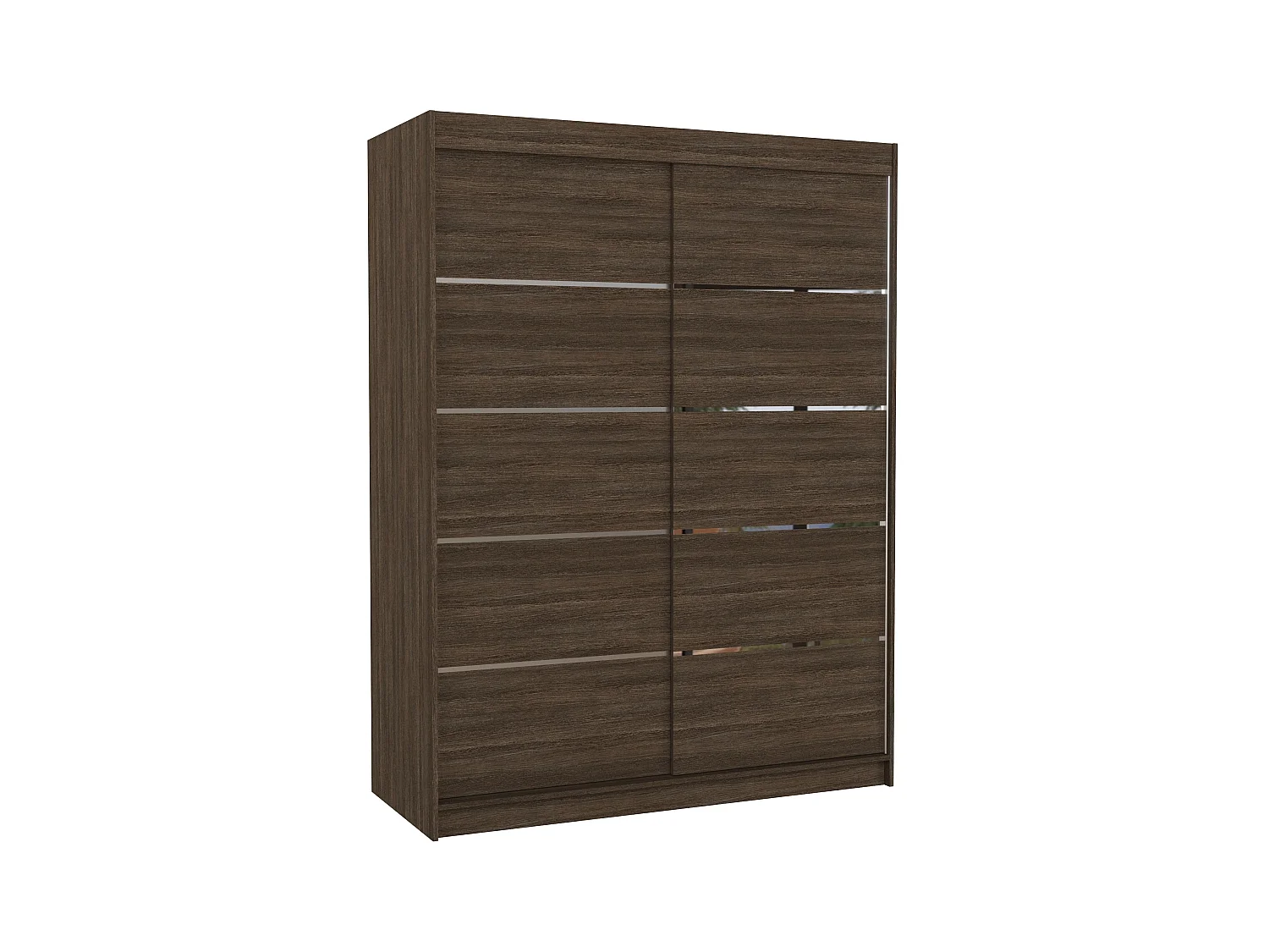 Armoire de chambre à coucher bois foncé 2 portes coulissantes bois foncé et alu Kubik 150cm