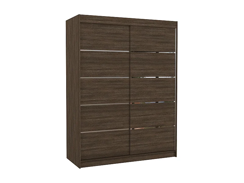Armoire de chambre à coucher bois foncé 2 portes coulissantes bois foncé et alu Kubik 150cm