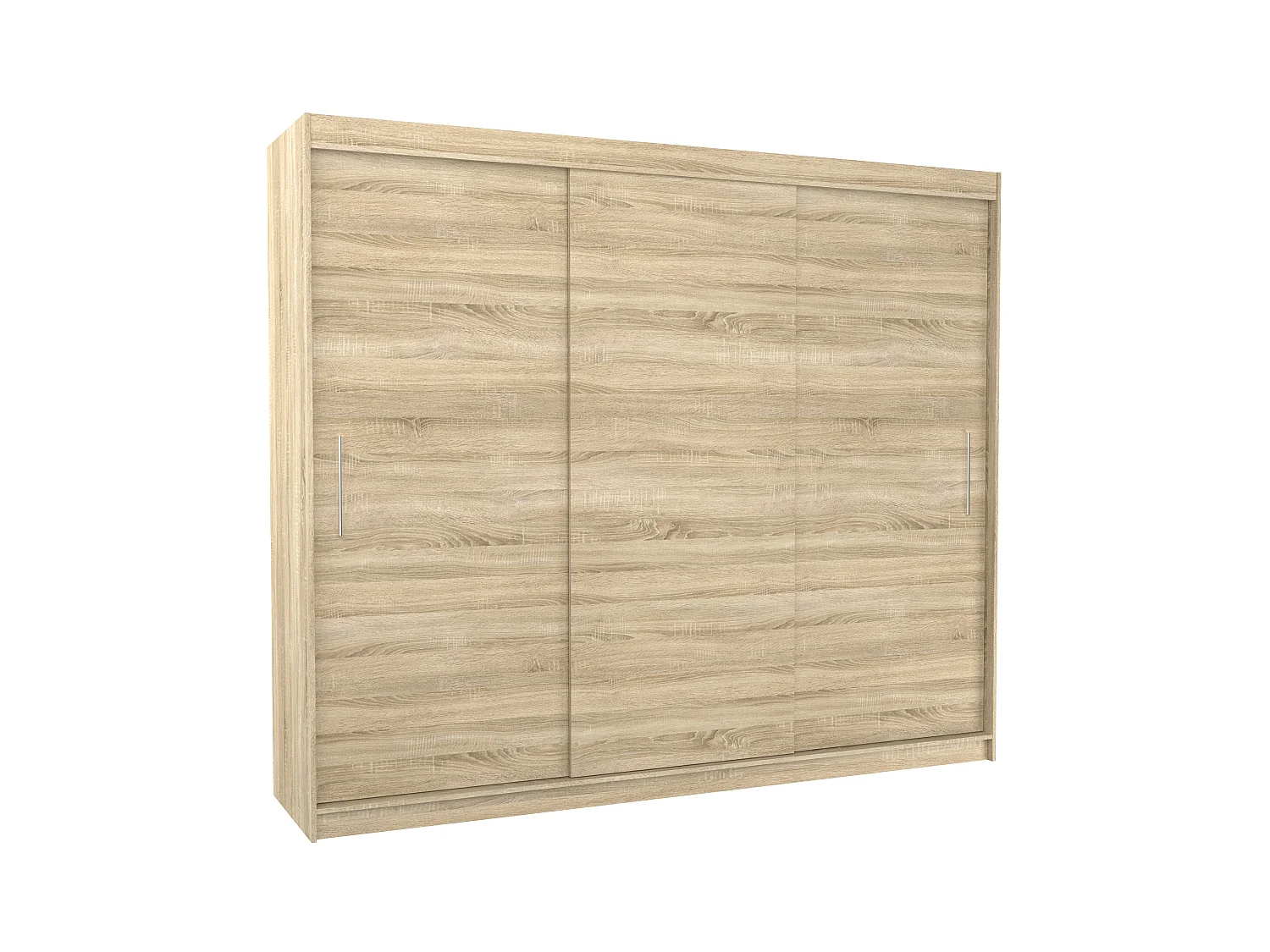 Grande armoire de chambre 3 portes coulissantes naturel Badoz 250cm