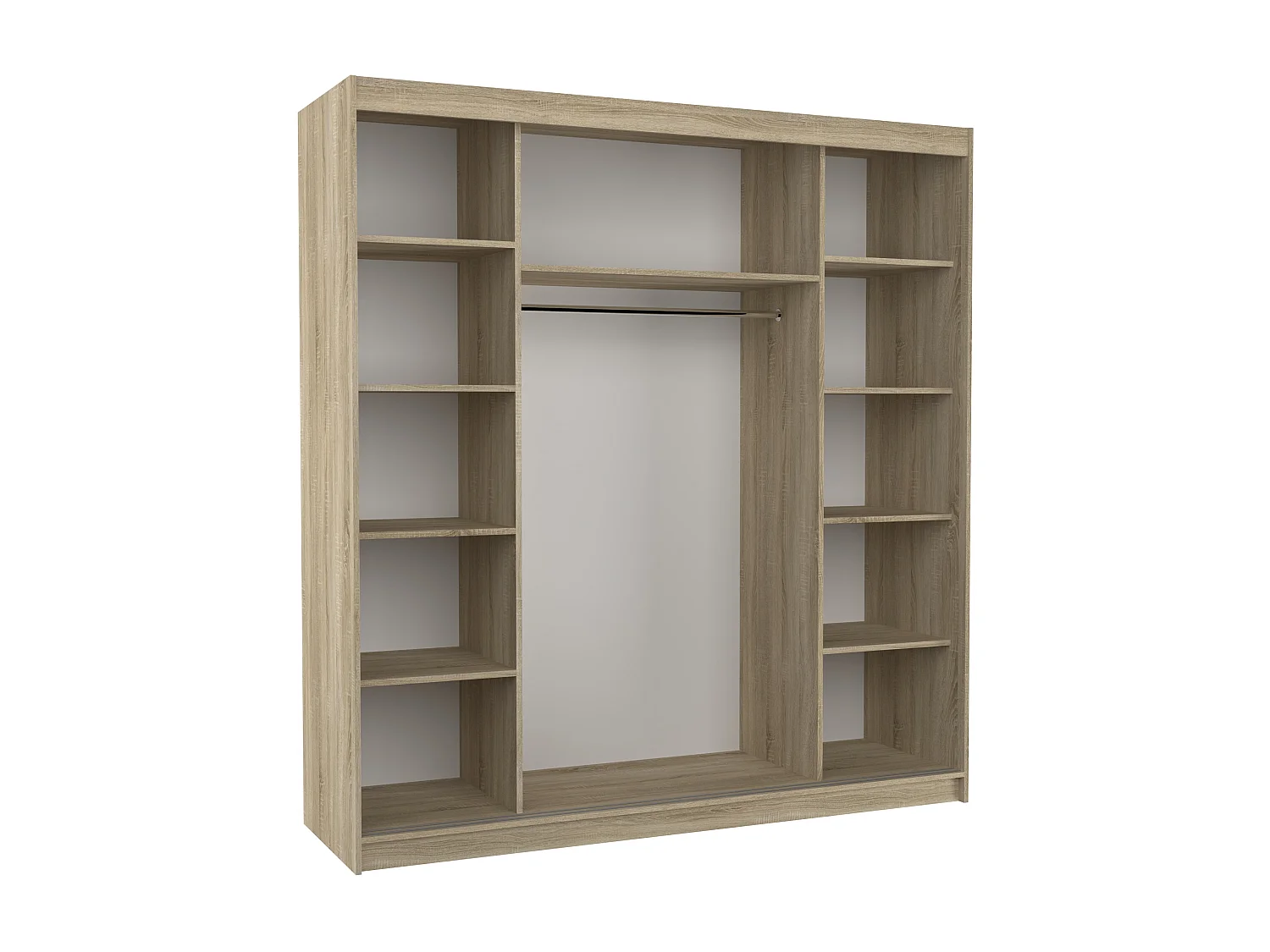 Armoire chambre adulte 2 portes coulissantes 1 noir 1 miroir Olivia 200cm