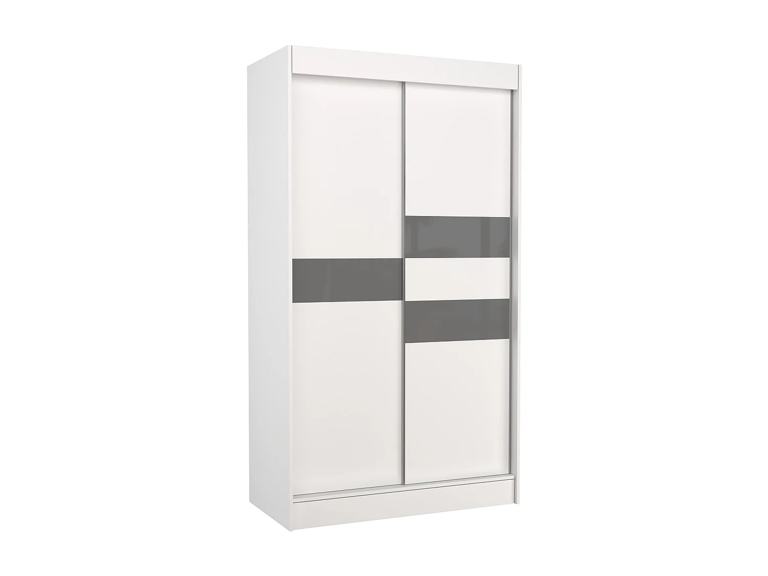 Armoire de chambre à portes coulissantes bois blanc mat et gris laqué Korza - 3 tailles-Largeur 200 cm