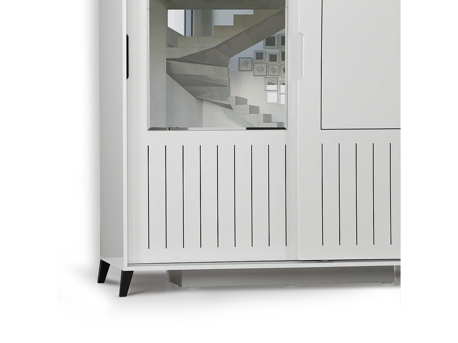 Armoire 2 portes coulissantes avec miroir Olgin L130xH216cm Bois Blanc