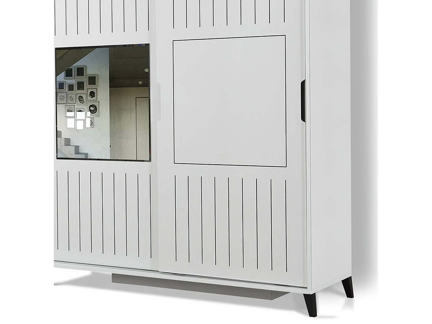 Armoire 2 portes coulissantes avec miroir Olgin L120xH216cm Bois Blanc